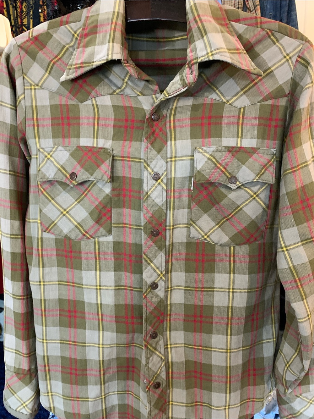 Men's Olive Plaid Button-Down Shirt
